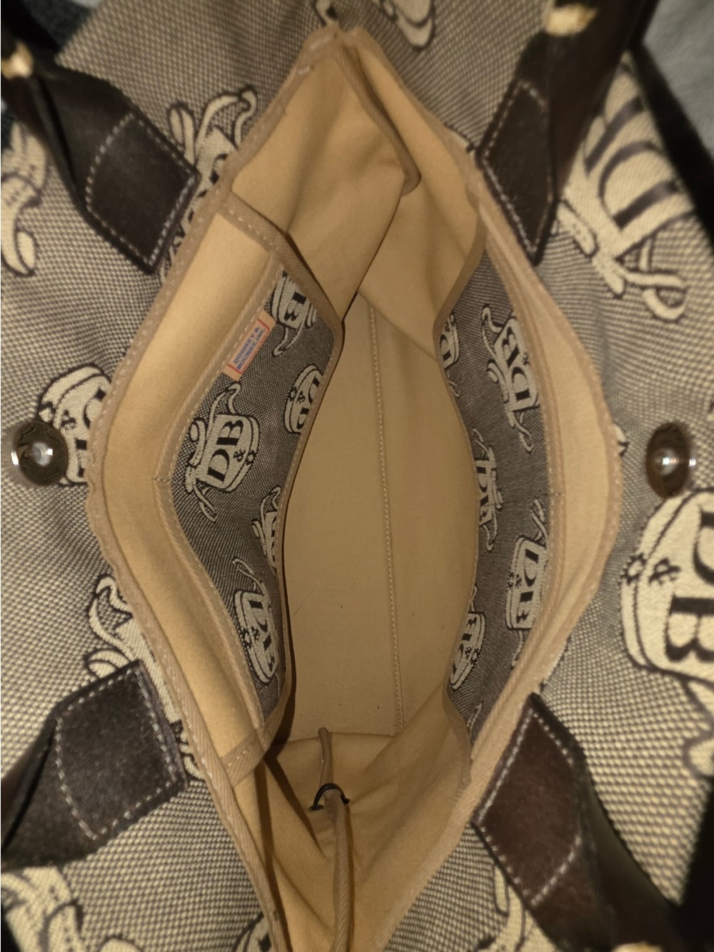 Dooney & Bourke Vintage Brown Signature DB Tote Bag - Picture 2 of 5